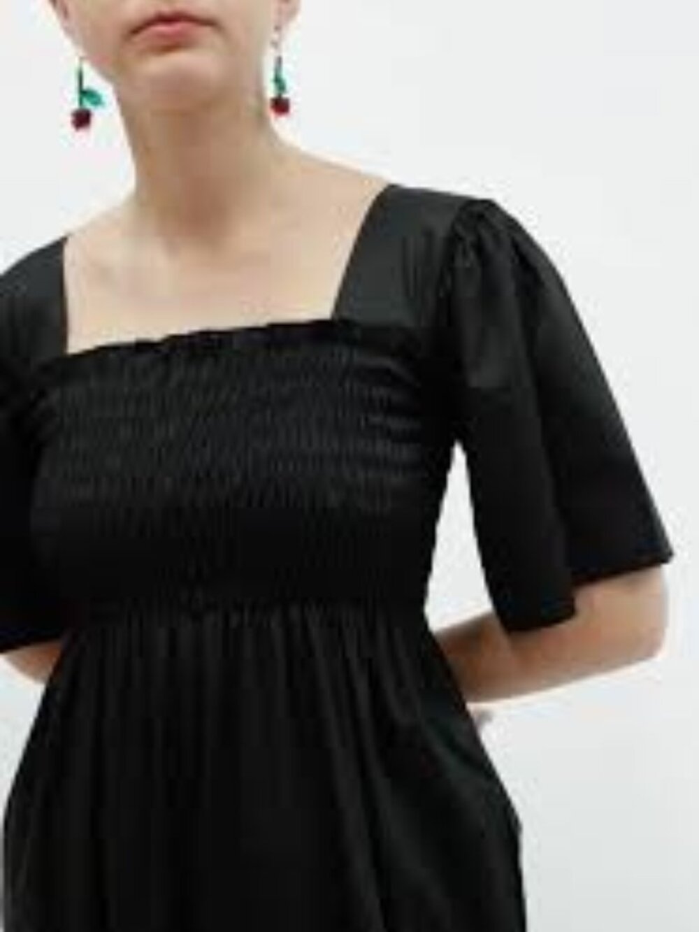 Lisa Says Gah Toni Dress Black Smocked Cotton XS
